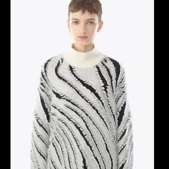3.1 Phillip Lim Zebra Fringe Turtleneck Sweater - Picture 1 of 11